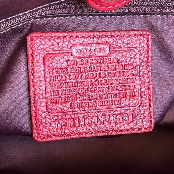 Coach Penelope Red Pebbled Leather Carryall Satchel Bag! - Picture 9 of 14